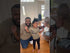 Father and daughter matching shirts olive color girl dad